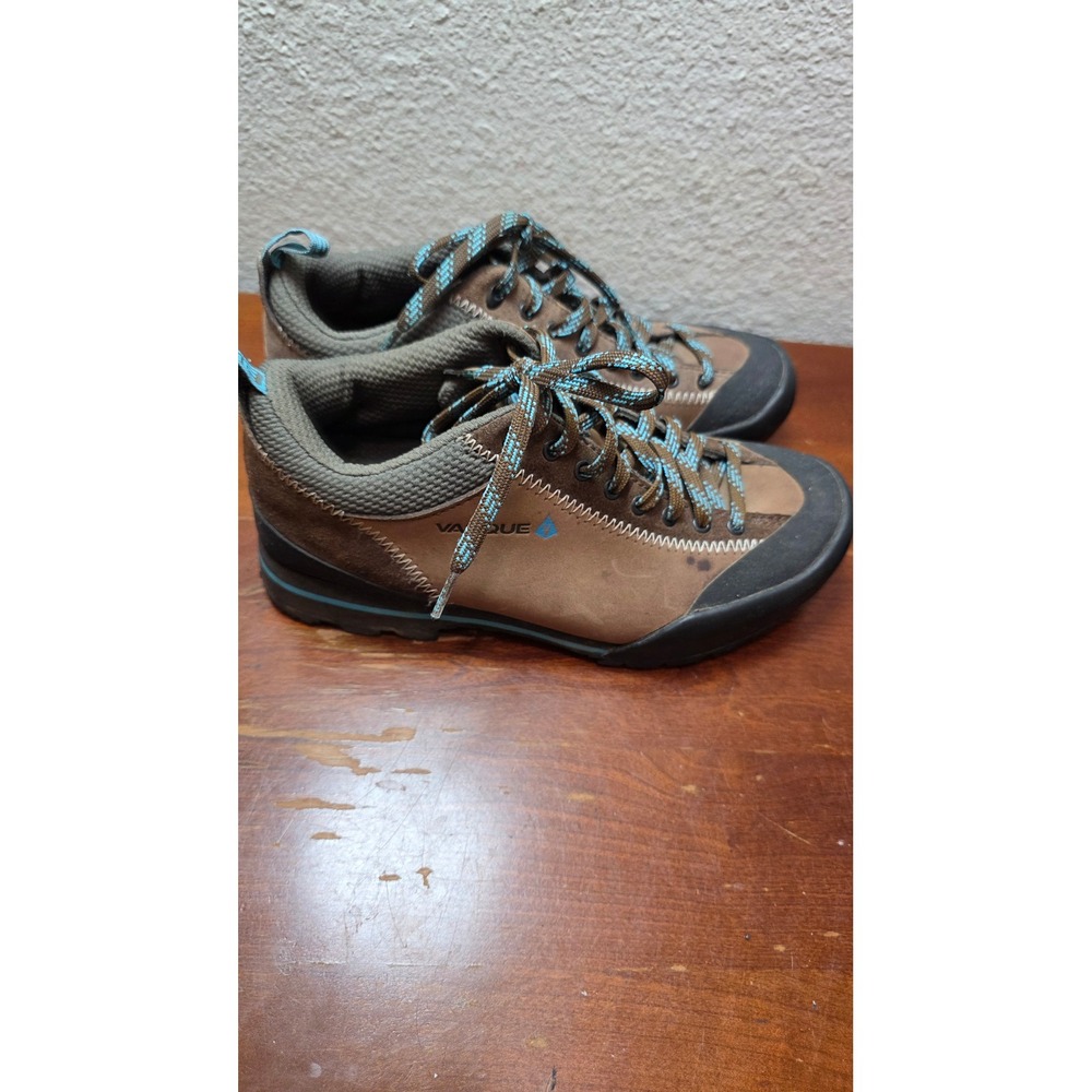 Vasque Grand Traverse Hiking Shoes Womens 7 Brown Blue Leather Vibram 7105 M